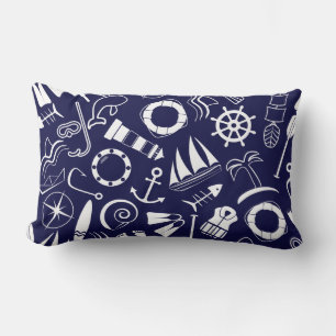 Maritime Strand Navy Blau Weißer Matrosen-Leuchttu Lendenkissen
