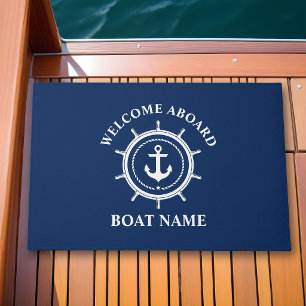 Maritime Willkommen an Bord Bootsname Anker Seil S Fußmatte