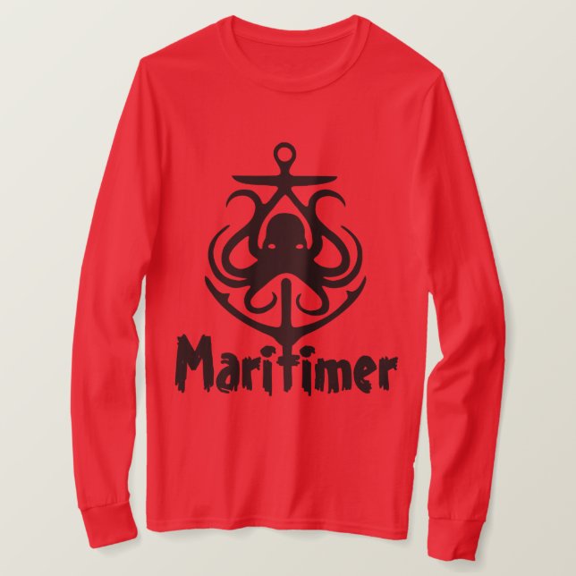 Maritimer Anchor octopus Nautical Lighthouse Route T-Shirt (Design vorne)