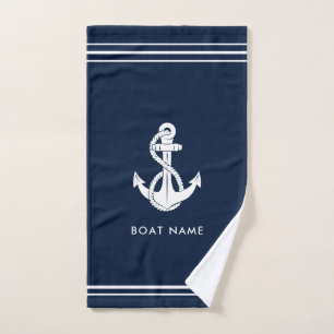Maritimer Anker Boot Name Custom Handtuch