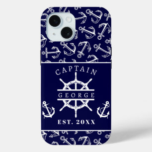 Maritimer Kapitänsname Navy Blaues Bootsanker Case-Mate iPhone Hülle