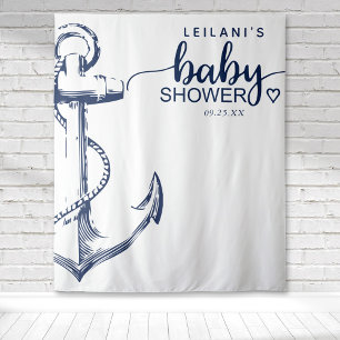 Maritimes Anker Baby Shower Weiß Wandteppich
