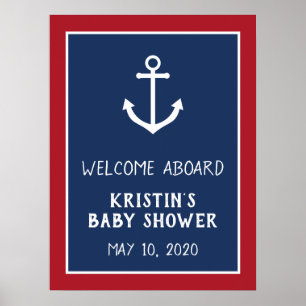 Maritimes Anker Baby Shower Willkommensschild Poster