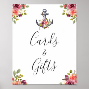 Maritimes Anker Blumenkarten und Geschenke Schild