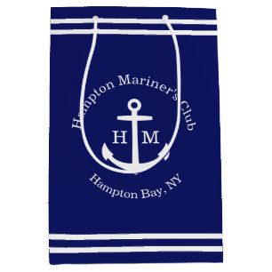 Maritimes Anker Custom (blau) Mittlere Geschenktüte