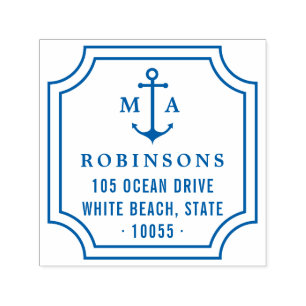 Maritimes Anker Doppelmonogramm Rücksendeadresse Permastempel