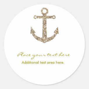 Maritimes Anker Gold Glitter Glam Party Aufkleber