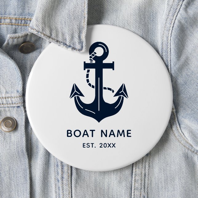 Maritimes Anker Jahr Personalisiertes Bootsgeschen Button (Beispiel)
