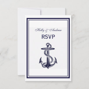 Maritimes Anker Navy Blau gerahmt 2V RSVP Karte