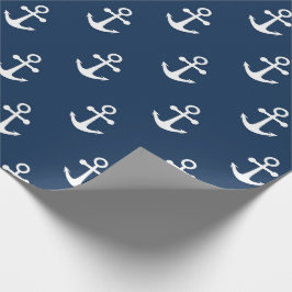 Maritimes Anker Navy Blau Muster Geschenkpapier