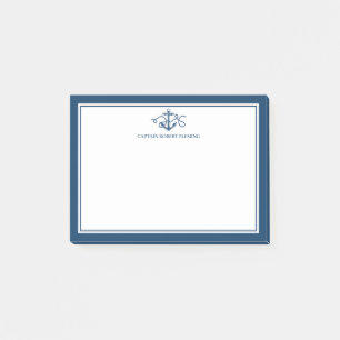 Maritimes Anker Navy Blau Personalisiert Post-it Klebezettel