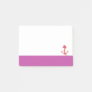 Maritimes Ankersymbol mit rosa Rand Post-it Klebezettel
