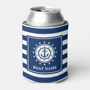 Maritimes Ankertau blau gestreift Boot Name Sterne Dosenkühler