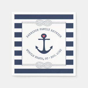 Maritimes Ankertau Navy Blau Gestreifte Wiedervere Serviette
