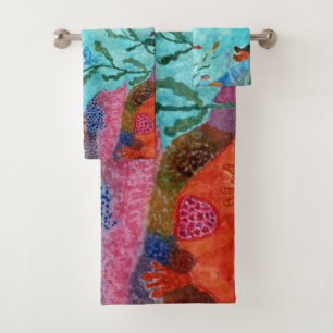 Maritimes Badezimmer Aquarell Ozean Korallenriff Badhandtuch Set