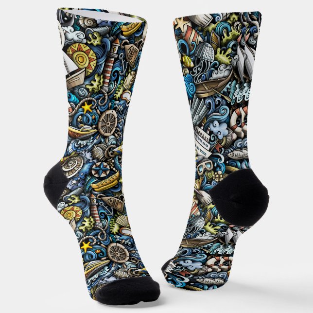 Maritimes Blau Socken (Gewinkelt)