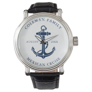 Maritimes Bootsanker-Familienname Benutzerdefinier Armbanduhr