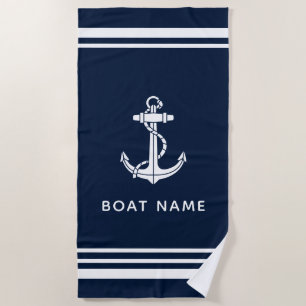 Maritimes Bootsanker Navy Blau Familien-Matching Strandtuch