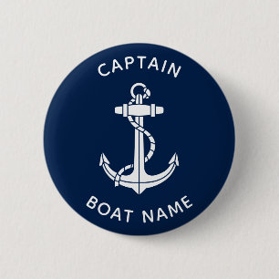 Maritimes Bootsanker und Name Kapitän Benutzerdefi Button