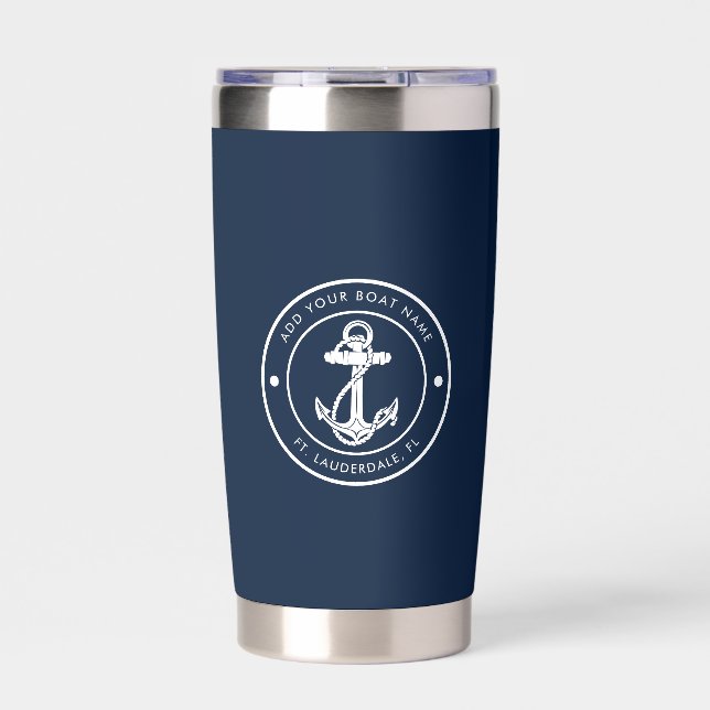 Maritimes Bootsschild Anker Benutzerdefiniert Thermobecher (Vorderseite)