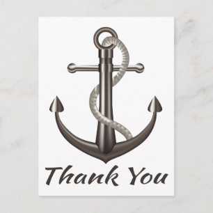 Maritimes Danke-Schiff-Anker-Segler-Hochzeit Postkarte