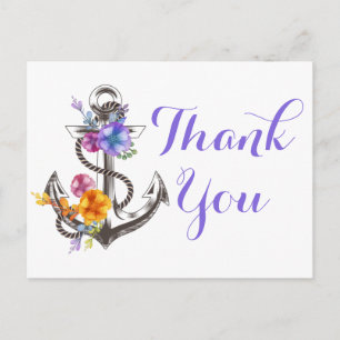 Maritimes Dankeschön Anker Hochzeit Strand Segler Postkarte