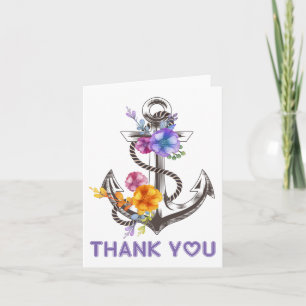 Maritimes Dankeschön-Schiff Anker Florales Notizka Dankeskarte