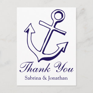 Maritimes Dankeschön-Schiffanker Navy Blau Hochzei Postkarte