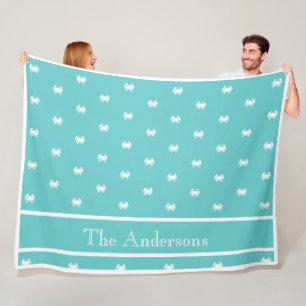 Maritimes Design mit weißer Krabbe auf Tealblau Fleecedecke