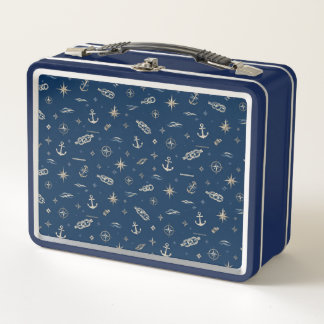 Maritimes Erbelunchbox in Blau – Luxus Maritime Metall Brotdose
