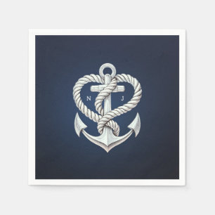 Maritimes Herz Seil Anker Küste Navy Hochzeit Serviette