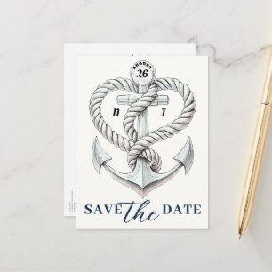 Maritimes Herz Seil Anker Küste Save the Date Ankündigungspostkarte