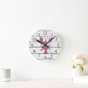 Maritimes Hummer Shiplap Rustikales Dekor Runde Wanduhr