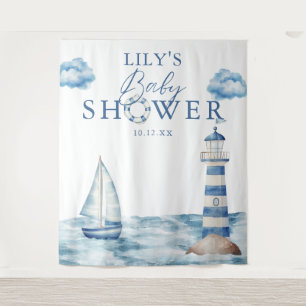 Maritimes Jungen-Baby-Party-Foto Hintergrundbild Wandteppich