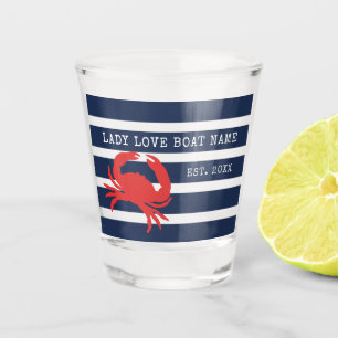 Maritimes Marineblau Streifen Rotes Krebs Boot Nam Schnapsglas