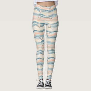 Maritimes Muschelwellenmuster Leggings