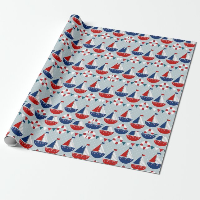 Maritimes Muster Geschenkpapier (Ungerollt)