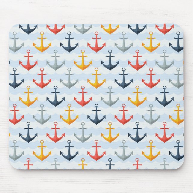 Maritimes Muster mit Ankern Mousepad (Vorne)