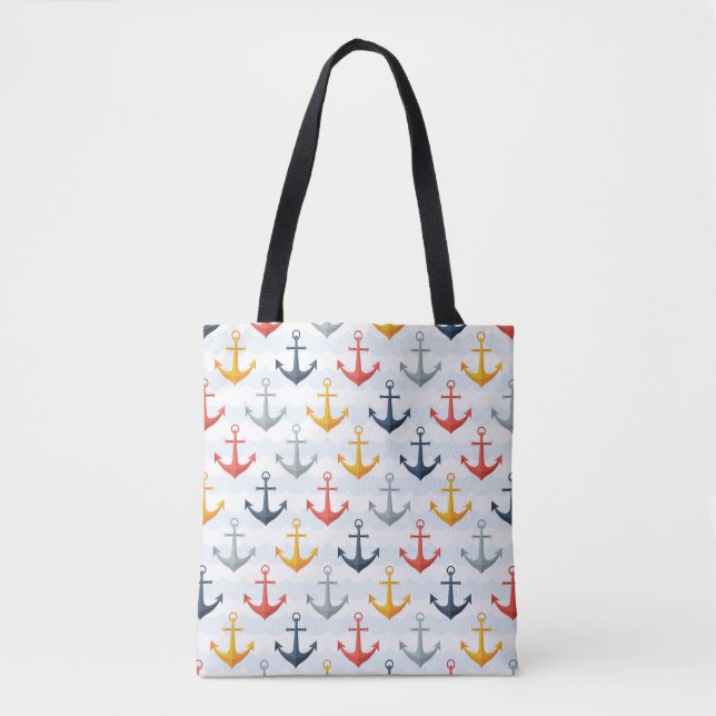 Maritimes Muster mit Ankern Tasche (Vorderseite)