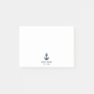 Maritimes Navy Blau Anker Bootsname Maßgeschneider Post-it Klebezettel