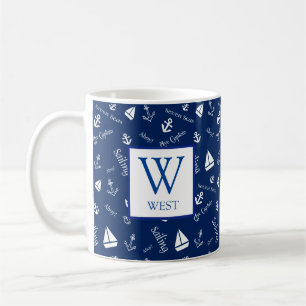 Maritimes Navy Blau Initial Kaffeetasse