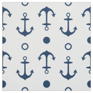 Maritimes Navy Blau und Weiße Anker Muster Stoff