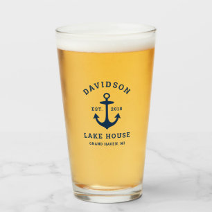 Maritimes Navy Lake House Familienpersonal Glas