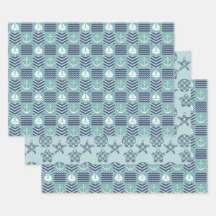 Maritimes Quilt-Verpackungspapier-Set Geschenkpapier Set