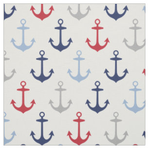 Maritimes Rot-Weiß und Marineblau Anker Muster Stoff