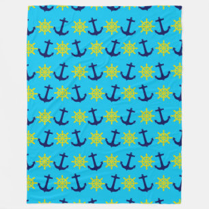 Maritimes Thema Anker und Rad Muster Fleecedecke