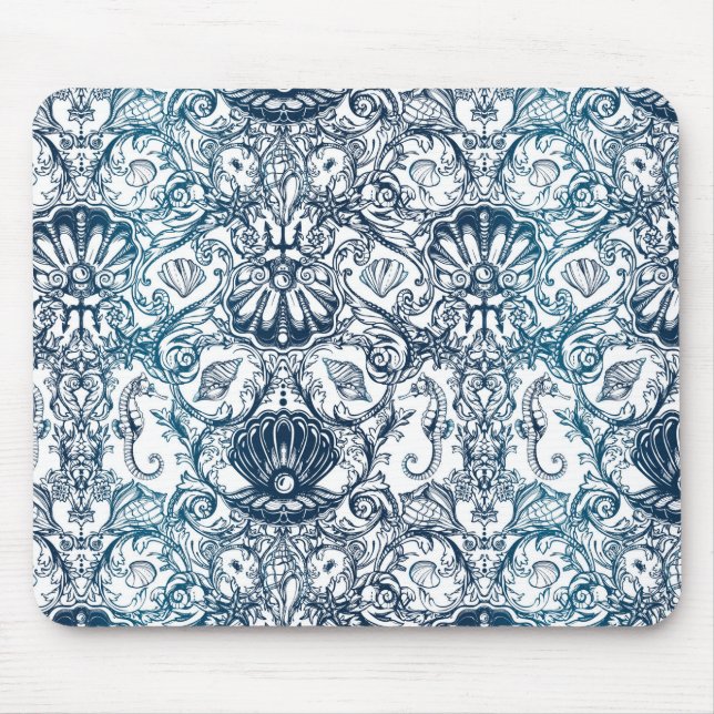 Maritimes Vintage-Muster Mousepad (Vorne)