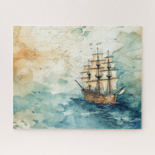 Maritimes Vintage-Segelschiff Alte Karte