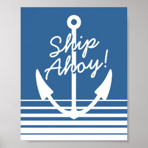 Maritimes Wandposter   Schiff Ahoi Marineanker Poster