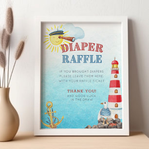 Maritimes Windel-Raffle-Baby-Shower-Poster Poster